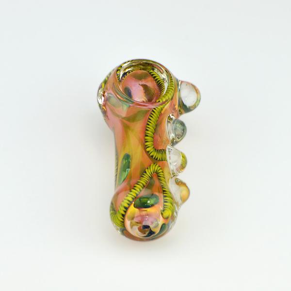 Thick Glass Spoon Pipe Coiled with Four Side Marbles